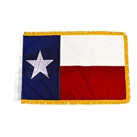 AES 3x5 Embroidered Sewn Texas State Gold Fringe Sleeve 300D Nylon Flag 3'x5' Fade Resistant Double Stitched Premium Penant House Banner Grommets