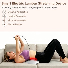 HOWHAI 4-in-1 Electric Lumbar Traction Device, Smart Lower Back Massager with Soothing Warm Therapy & Air Traction – Spinal Decompression Device for Sciatica Relief, Lumbar Pressure & Stiffness