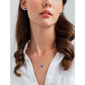 STARCHENIE Puppy Dog Necklace for Women 925 Sterling Silver Cat Pet Paw Print Pendant September Birthstone Created Sapphire Jewelry