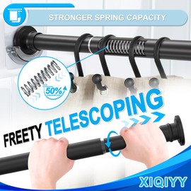 Heavy Duty Tension Rod,Adjustable Shower Rod Tension 28 to 48 inches,Compression Curtain Rod for Windows,Curtain,Doorway,Black