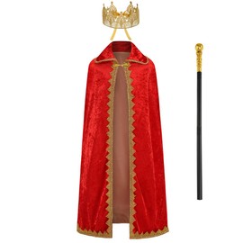 Lgandpg Kids King Robe Costume Set Include Crown, Robe, Scepter Party Cosplay Red
