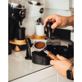 Normcore 58.5mm Espresso Coffee Tamper V4 - Titanium PVD Coating Ripple Base - Spring Loaded Tamper - 15lb / 25lb / 30lbs Replacement Springs - Anodized Aluminum Handle and Stand