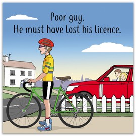 Twizler Funny Card with Cyclist Lost Licence - Blank Card - Funny Cycling Birthday Card for Men or Women - Dad Husband Birthday Card Mum Wife - Funny Cycling Card - Card for Cyclists
