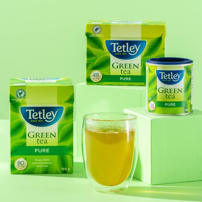 Tetley Pure Green Tea - 80 Tea Bags, 160 Grams,
