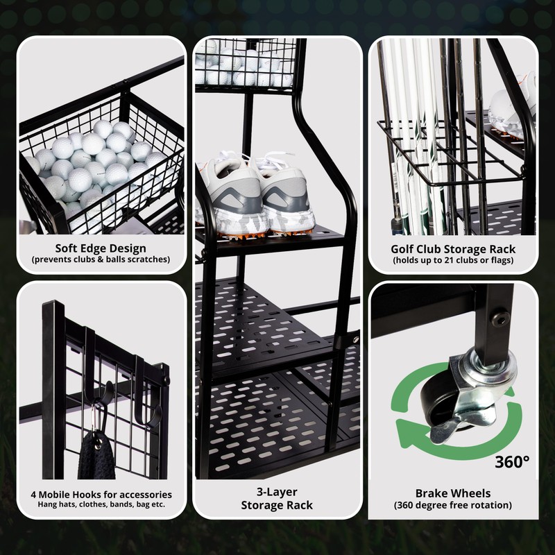 North South Store Golf Bag Storage Garage Organizer