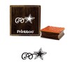 Printtoo Scrap-Booking Star & Swirls Design Square Wooden Rubber Stamp
