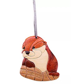 Unbranded River Otter - Double-sided Wood Intarsia Christmas Tree Ornament - Mammal theme
