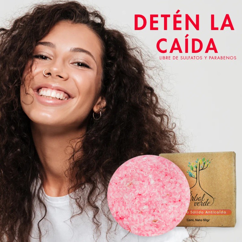 Shampoo Orgánico Sólido Anticaída Árbol Verde Con Romero Y Sábila