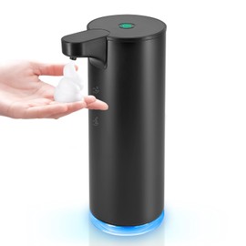 LAOPAO Soap Dispenser Automatic Stainless Steel Foam Soap Dispenser Set IPX5 Waterproof USB-C Charging with Sensor Infrared Motion Sensor for Kitchen and Bathroom (Black)