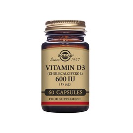 Solgar Vitamin D3 (Cholecalciferol) 600 IU (15 µg) Vegetable Capsules - Food Supplement - Pack of 60 - for Healthy Bones, Teeth and Muscle Function - Supports Immunity - Gluten Free