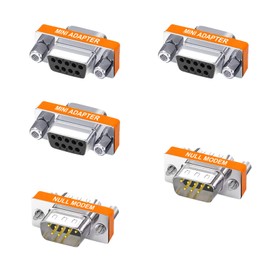 YIOVVOM DB9 Null Modem Adapter Male to Female Slimline Data Transfer Serial Port Adapter Set of 5