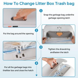 4 * 20 Count Trash Bags for Automatic Cat Litter Box Self Cleaning, Replacement Extra Large Liners for Robot Box, 4 Rolls Drawstring Waste Bags, 18 x 18 Inches（4 Rolls/80 Counts）