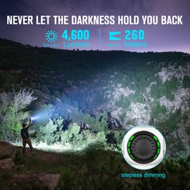 OLIGHT Seeker 4 Pro Rechargeable LED Flashlights, High Lumens Powerful Bright Flashlight 4600 Lumens with USB C Holster, IPX8 Waterproof Flashlight for Emergencies, Camping, Searching (White)