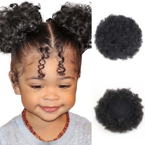 Afro Puff Cordón Ponytail Accesorios para el pelo Cheveux Afro Puff Suave Frito Cabeza Elástica Cuerda de Pelo Sintético Bollos para las Mujeres Negras (FB13-1B)