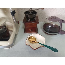 Coffee Spoon Rest for Coffee Bar Accessories, Small Spoon Rest for Coffee Station, Flower Ceramic Tea Spoon Rest Tea Spoon Holder Teaspoon Rest, 1 PC (Ice Cracks, Cream White)