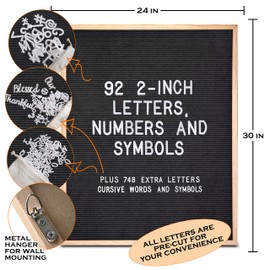 Large Letter Board 24x30 Inch, Large Felt Letter Board, Large Menu Board Letter, Letter Board Letter, Felt Board Large Message Board, Changeable Letter Board Large Black Letter Board Sign Restaurant