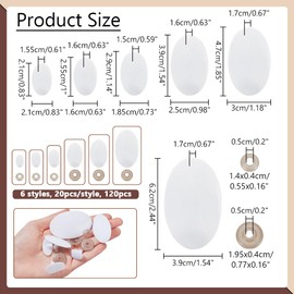 PH PandaHall 6 Styles White Safety Eyes Craft 120PCS Plastic Safety Eyes Stuffed Animal Eyes with Washers for Crochet Plush Animal Amigurumi Puppet Teddy Bear Needle Felting Crafts Eyes Oval