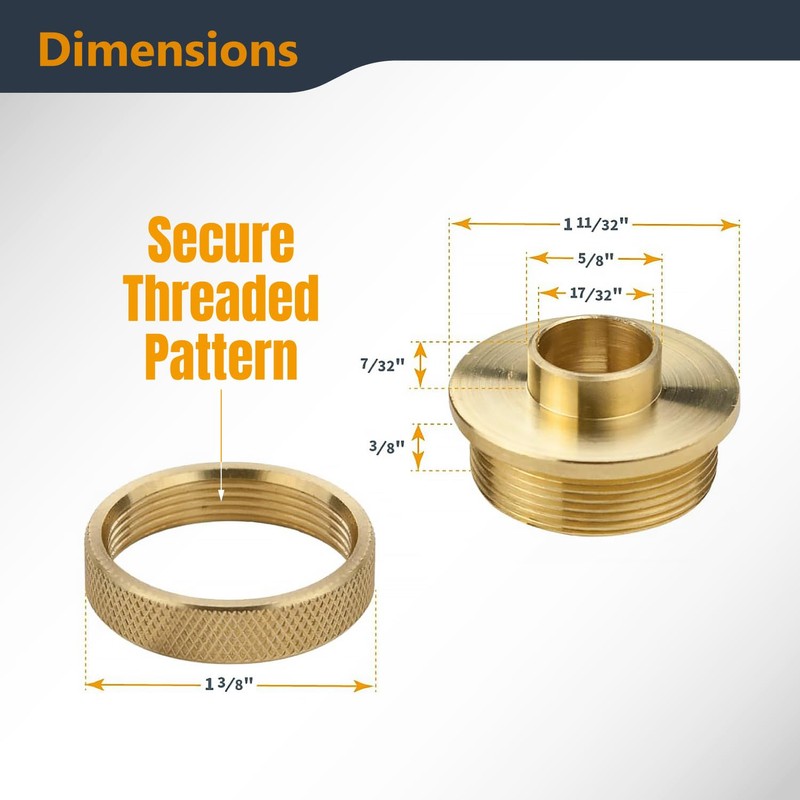 POWERTEC Router Guide Bushing Solid Brass 5/8", Short Shank Precision