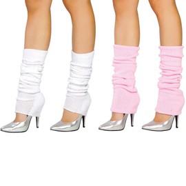 SUNTRADE Warm and Comfortable Leg Warmers Perfect Winter Gift, White + Pink