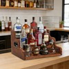 Fengligoo 3-Tier Wood Bottle Display Shelf, Modern Liquor Bottle Rack