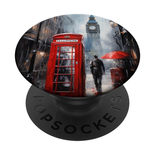 Wet London Ikonische rote Telefonzelle mit Uhrturm-Motiv PopSockets mit austauschbarem
