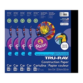 Tru-Ray 9-inch x 12-inch Construction Paper, Black, 50 Sheets/Pack, 5 Packs/Bundle (PAC103029-5)