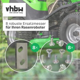 vhbw 8 x replacement blades for Arnold 1111-M6-1008 for lawnmowers, replacement blade, silver, chrome carbon steel