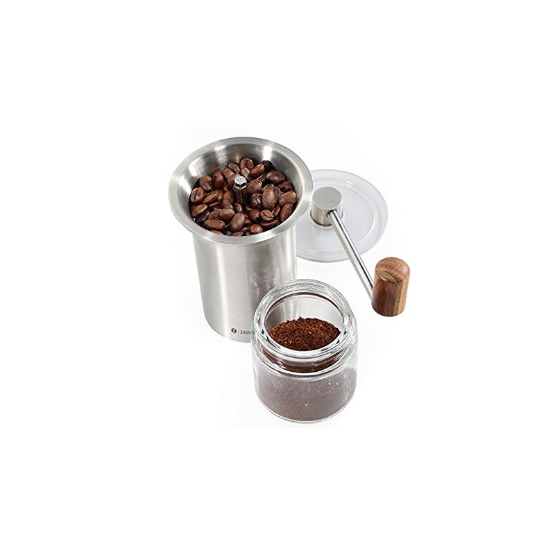 Zassenhaus Kaffeemühle Barista aus Glas und Edelstahl in der Farbe