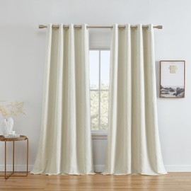 HLC.ME Camden Decorative 100% Full Blackout 2 Layer Winter Heat Cold Thermal Insulated Energy Savings Floor Length Thick Window Curtain Draperies Grommet Panels for Bedroom, Set of 2 (50 x 84, Ivory)