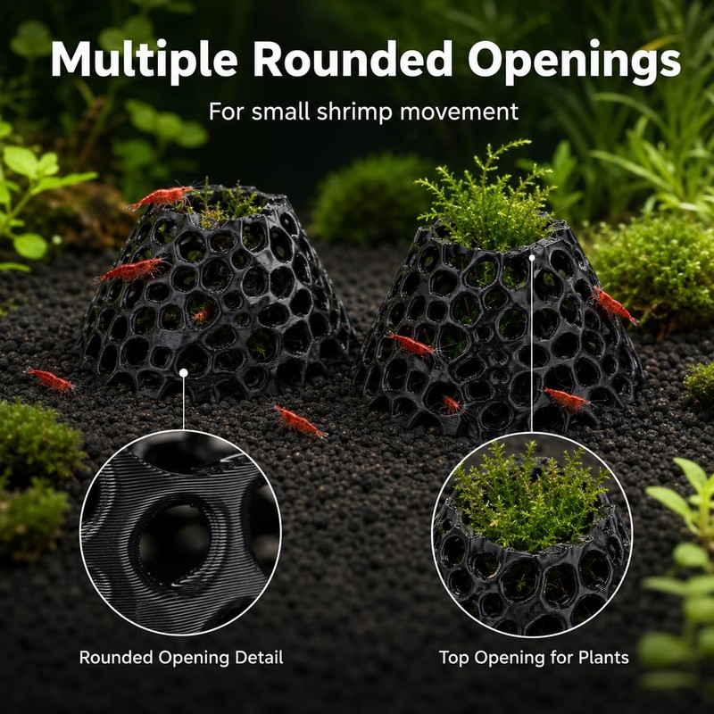 Shrimp Cave 2-Pack, Volcano-Style Shrimp Hides
