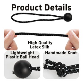 PDETVEO 25PCS 6 Inch Heavy Duty Ball Bungee Cords, Elastic Ball Bungee Cords, Black Ball Bungee Cord, Weather Resistant Tie Down Strap for Camping, Tents, Straps