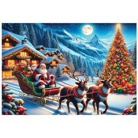 WOODEN.CITY 500 Pieces Wooden Puzzle - Santa Sleigh with 50 Christmas Moulds 39.4 x 26.7 cm - Designed and Made in the EU