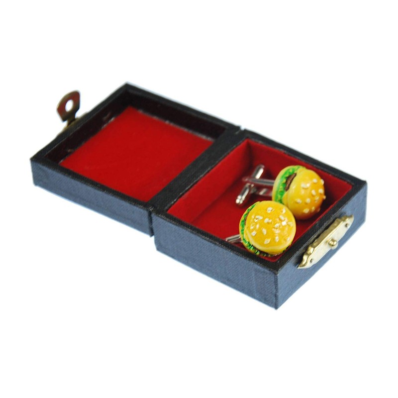 Miniblings Hamburger Cuff Links Cufflinks Buttons + Box Cheeseburger Burger