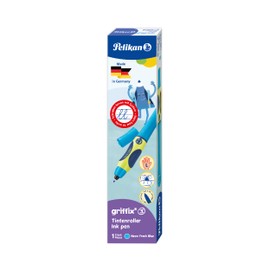 Pelikan Griffix 820455 Ink Pen for Left-Handed Users, NeonFreshBlue, Pack of 1 in Folding Box
