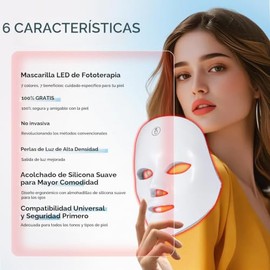 Máscara facial LED de fototerapia: mascarilla facial 7 en 1 con colores para el cuidado de la piel, para uso doméstico, portátil, inalámbrica y recarg