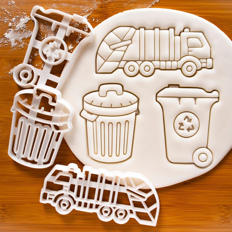 Set of 3 Trash Cutters (Trash Bin, Garbage Truck, Wheelie