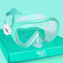 Kinder Taucherbrille 180° Panorama Kind Schnorchelmaske, Anti Nebel Tauchmaske gehärtetes Glas Schwimmmaske Junge Silikon Tauchermaske Mädchen Schwimmbrille mit Nasenabdeckung 4-16 (Aqua)