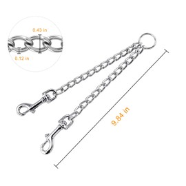 Filhome Metal Double Dog Leash Coupler, Chew Proof Tangle Free Dual Dog Leash Extension Splitter Chain Lead for 2 Dogs (M)