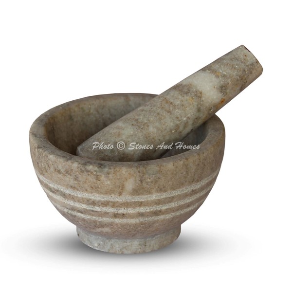 Stones And Homes Indian Brown Mortar and Pestle Set Large