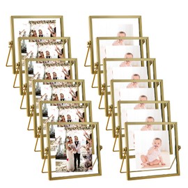 Merkaunis 12 Pieces Glass Picture Frame Metal Floating Frame