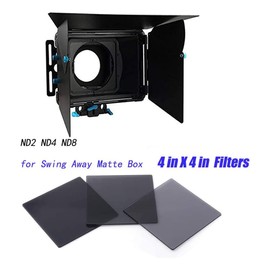 FocusFoto 4x4 Neutral Density Full ND ND2+ND4+ND8 Filter+Protector Case Kit for Matte Box Filter Tray Holder