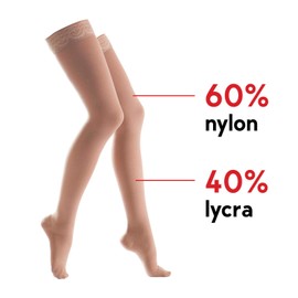 Lauma Medical, 23-32 mmHg Medical Compression Stockings Class 2 with Lace Stripes, Varicose Veins, Common Swelling in the Legs, Calves and Feet Pain, beige