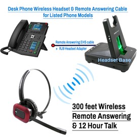 INNOTALK Wireless Headset - Includes Remote Answering Cable Compatible with Fanvil X4, X4G, X4U, X5U, X5U-R, X6U, X7, X7C, X210, X210i Phone