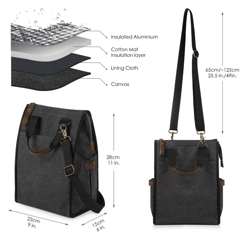 SMRITI Insulated Canvas Lunch Bag for Women/Men-9.6 L Reusable Leakproof