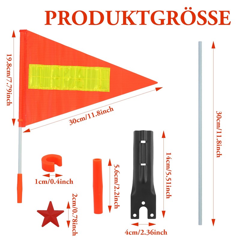 1 x Reflective Bicycle Flag, 4 ft Pennant Reflective, Bicycle