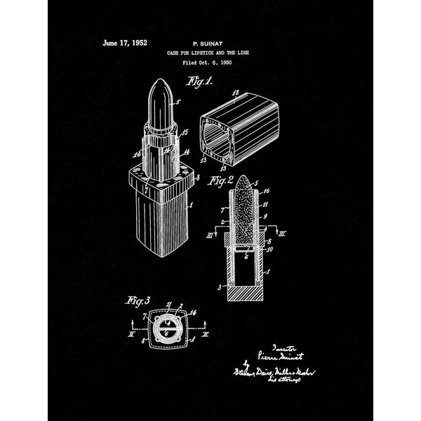 Lipstick Case Patent Print Black Matte (5" x 7") M15362