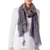 iB-iP Women's Floral Pattern Lightweight Embroidered Scarf, Warm grey