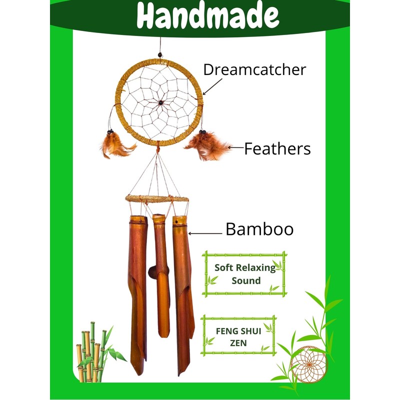 SusggO Wind Chime Dream Catcher and Bambu Wind Bell Wind