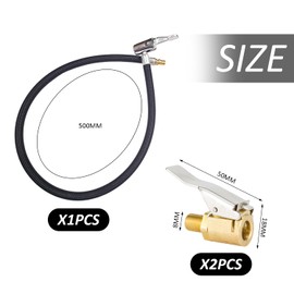 NYGGTYK 1 x Inflation Hose, 2 x Air Pump Adapter, Air Pump Adapter, Car Valve Adapter, Quick Connector Fine Thread, Lever Joint Hose, Essential for Inflating Car Tyres