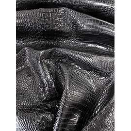 DuroLast™ Hydra Gator 3D Embossed Vinyl Fabric Sold by The Yard 2 Tone 3D Crocodile DIY Upholstery Accessories Apparel (Death Black)